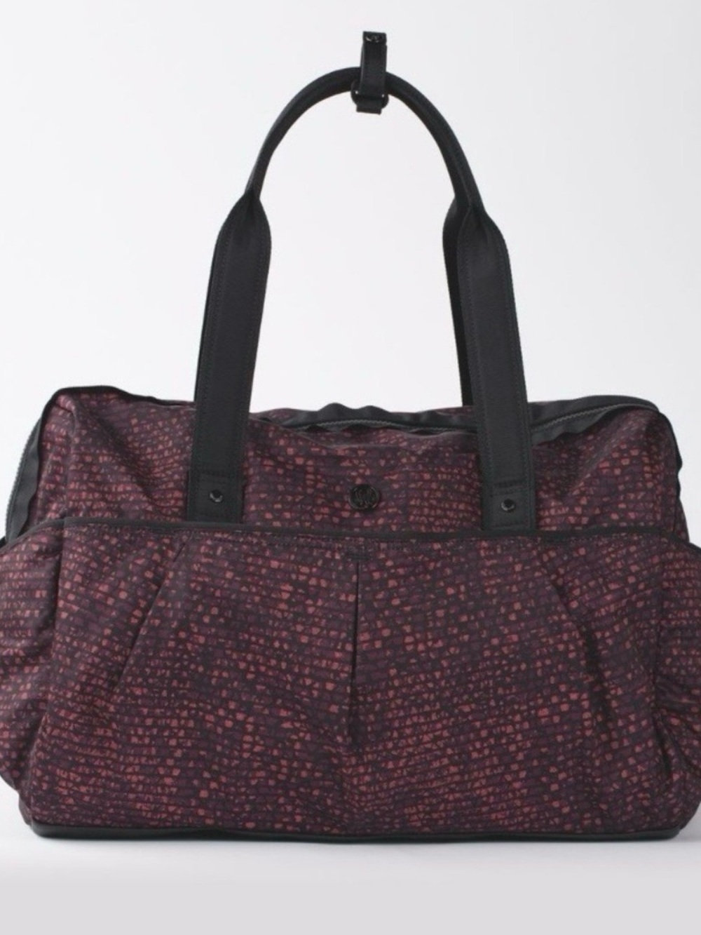 lululemon athletica Maroon Patterned Travel Tote with Black Handles